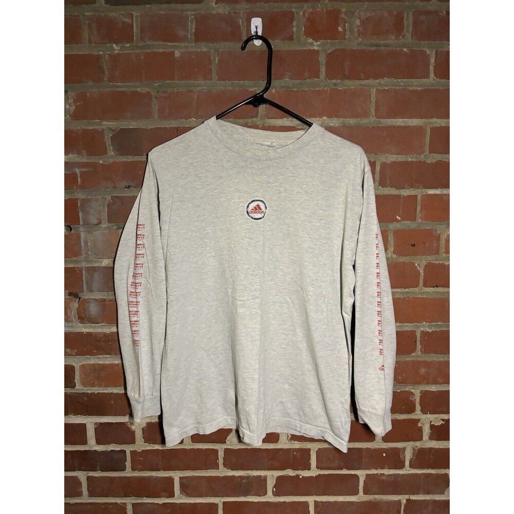 adidas Gray Long Sleeve Tee with Red Accents
